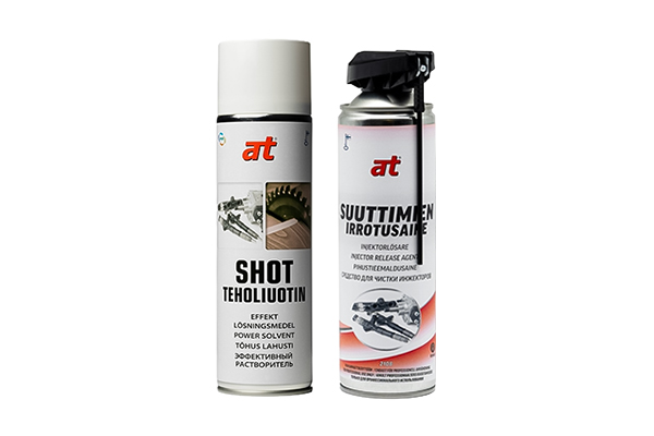 AT Shot ja AT Suuttimien irrotusaine ovat korjaamon tehokaksikko