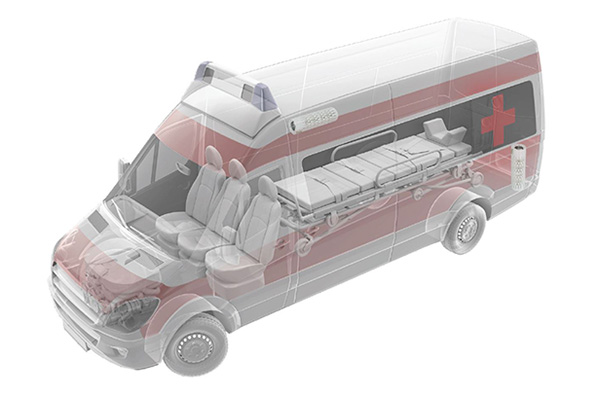Webasto HEPA-suodatusjärjestelmä suodattaa ilmassa olevia viruksia ja epäpuhtauksia esimerkiksi ambulansseissa.